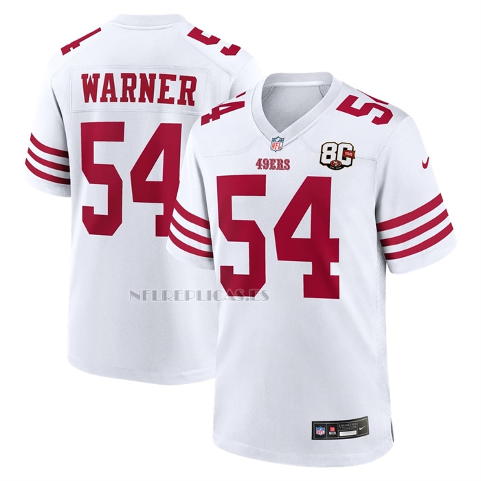 Camiseta NFL Game San Francisco 49ers Fred Warner 80 Aniversario Blanco